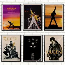 С группой Queen музыкальный постер из крафт бумаги Freddie Mercury