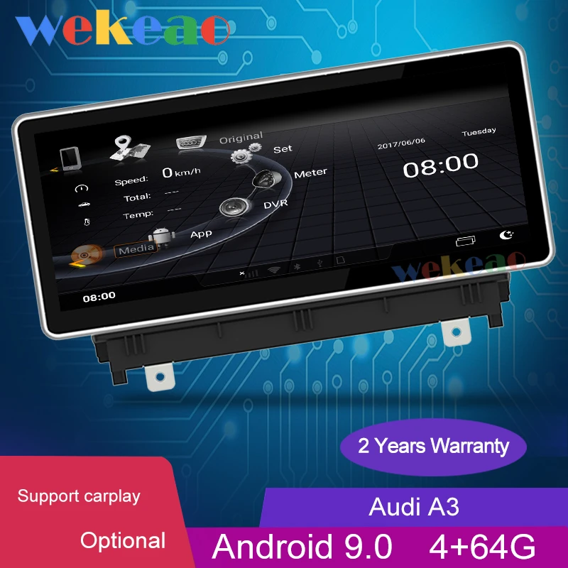 Wekeao 10 25 &quotсенсорный экран Android 9 0 автомобильный Dvd мультимедийный плеер для Audi A3