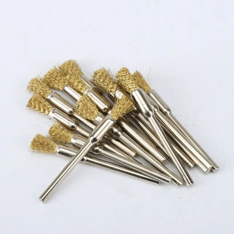 30pc Rotary Wire Brass Brush Drill Attachment Polishing Cup Wheel Set 5mm Tool