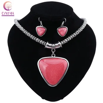 

CYNTHIA Fashion Indian Jewelry Sets For Women Female Geometric Beads Choker Pendant Necklaces Statement Jewelry Set Accessories