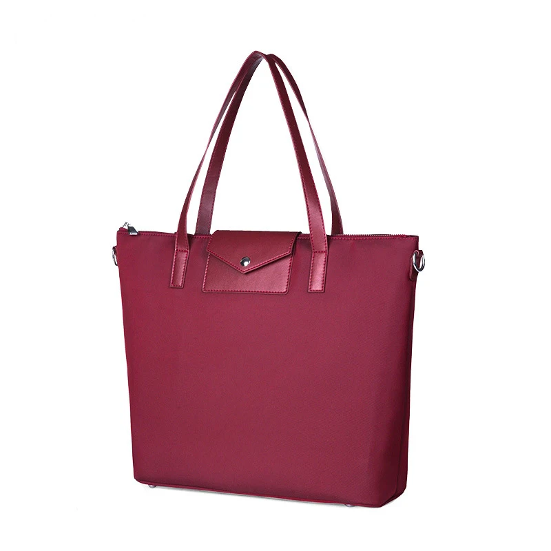 Оксфордская нейлоновая Водонепроницаемая женская сумка-тоут модная сумка-конверт на кнопках женская кожаная ручка Повседневная Большая вместительная сумка - Цвет: Бургундия