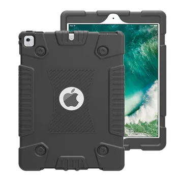 

New Armor Case for Apple iPad 9.7 2017 2018 Full Body Protective Cover for iPad 5 6 7 Kickstand Baby Silicone Case+film+pen