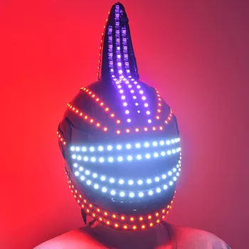 

LED helmet Unicorn helmet Monochrome Full color luminous Racing helmets RGB Waterfall effect Glowing Party DJ Robot Mask
