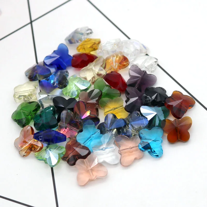 

100 pcs Wholesale popular accessories Faceted Butterfly-shaped crystal beads Crystal cube Glass loose beads jewelry making