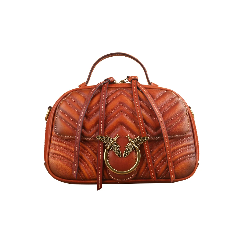 

2020 New Style Leather Women's Handbag Custom-Made Retro One-Shouldered Oblique across The Top Layer Of The Tandbag Leather