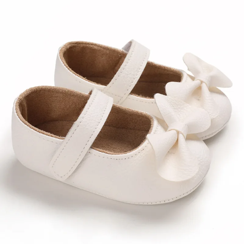 Newborn Baby Girl Shoes Toddlers Babies PU Anti-Slip Princess Shoes Bowknot Infant Casual Soft Sole First Walkers 0-18M