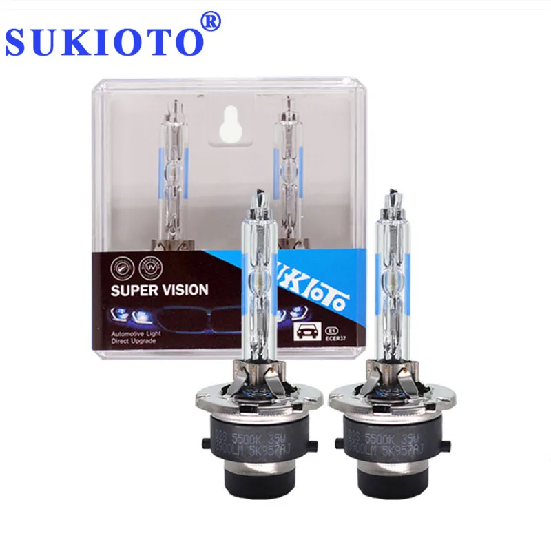 SUKIOTO 2PCS Premium OEM 35W D2S Xenon HID Bulbs 55W 5500K White Super Bright D4S Car Headlight Lamp With Metal Claw Protection (2)