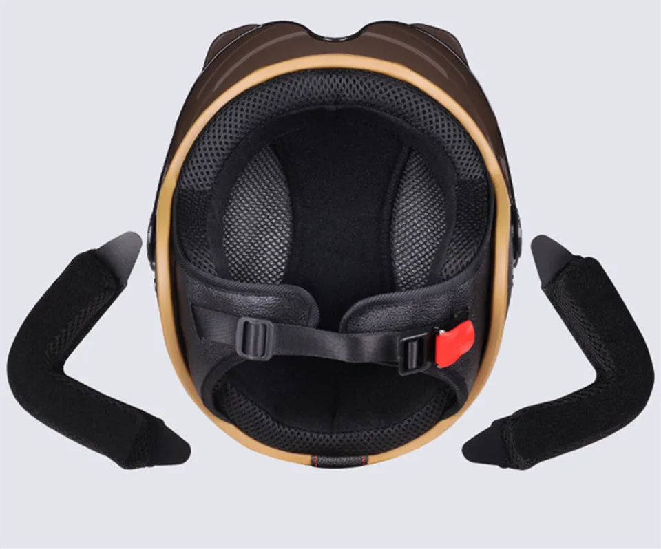 Мотоциклетный шлем половина лица ABS Мотоциклетный кожаный коричневый шлем безопасность двойной объектив шлем мото шлем для женщин/мужчин C120