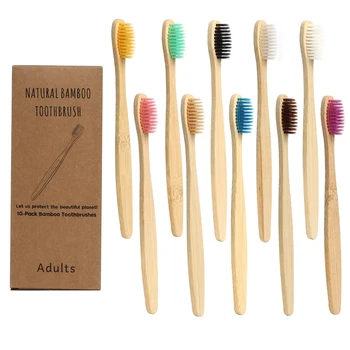 

Disinfection mixed color bamboo toothbrush Eco Friendly wooden Tooth Brush Soft bristle Tip Charcoal adults oral care toothbrush