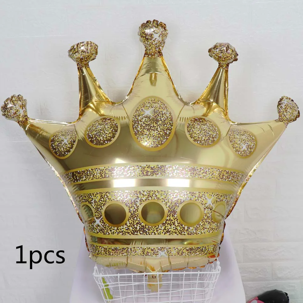 1pcs crown 1" золотистый, серебристый, металлический латексный воздушный шар 18 30 40 50 60 70 лет Номер День Рождения вечерние украшения для взрослых фольги воздушный шар подарок - Цвет: 1pcs crown