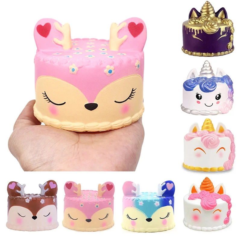 Kawaii красочный олень торт Единорог Мягкая еда медленно восстанавливающие форму