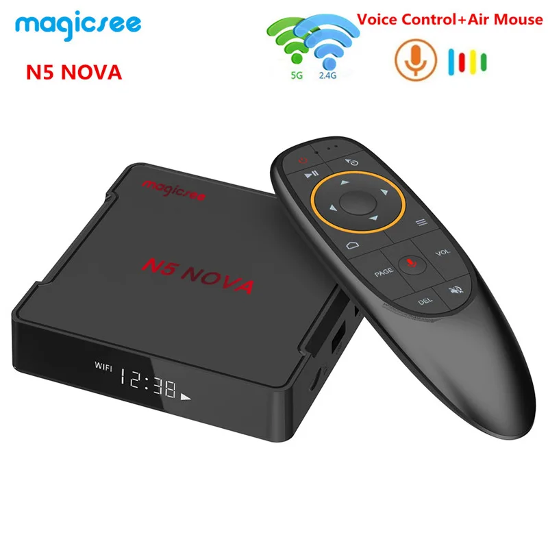 ТВ приставка Magicsee N5 NOVA Android 9 0 RK3318 4 Гб ОЗУ 64 ПЗУ 2 + Двойной Wi Fi Bluetooth 4K с Air