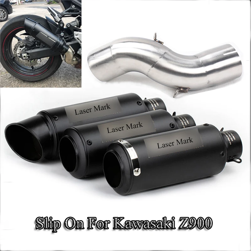 

Motorcycle Muffler Exhaust System 51mm Tips Tail Mid Connect Link Pipe No DB Killer For Kawasaki Z900 Slip On Dirt Bike Modified