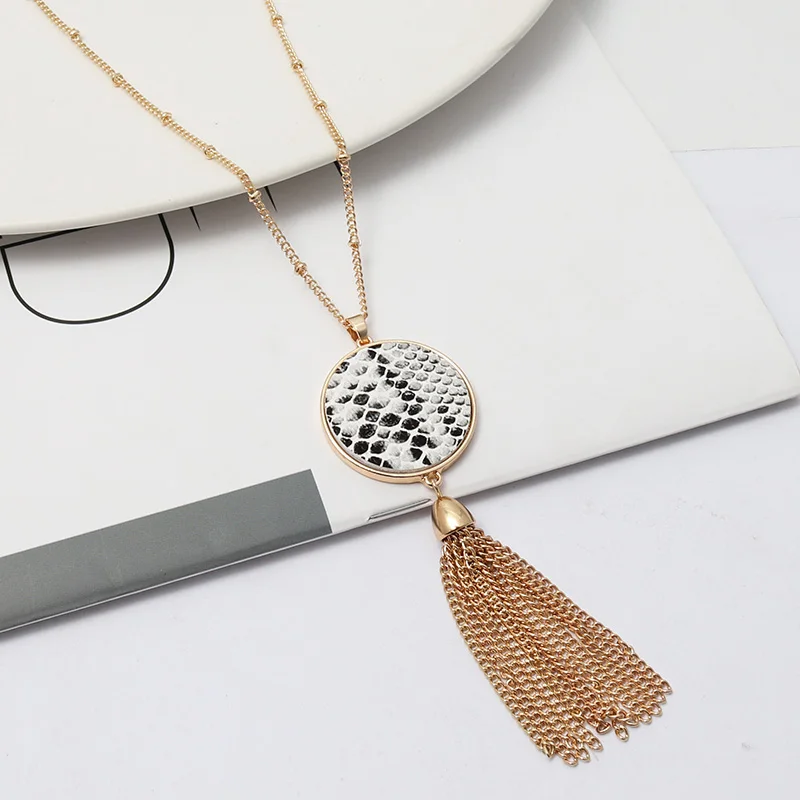 Tsssel ожерелье с подвеской, круглая соломенная Длинная кисточка для женщин и девушек