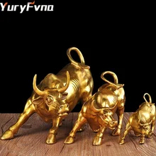 YuryFvna, 3 размера, Золотая стена, улица быка, фигурка быка, скульптура, зарядка, фондовый рынок, статуя быка, украшение дома, офиса, подарок