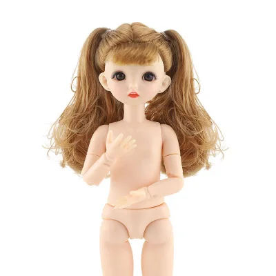 30CM Girl BJD Nude Body Bjd Doll 22 Joints Moveable Body Dolls Accessories 3D Eyes Nude Body Toy DIY Long Hair Doll Girls Toys 14