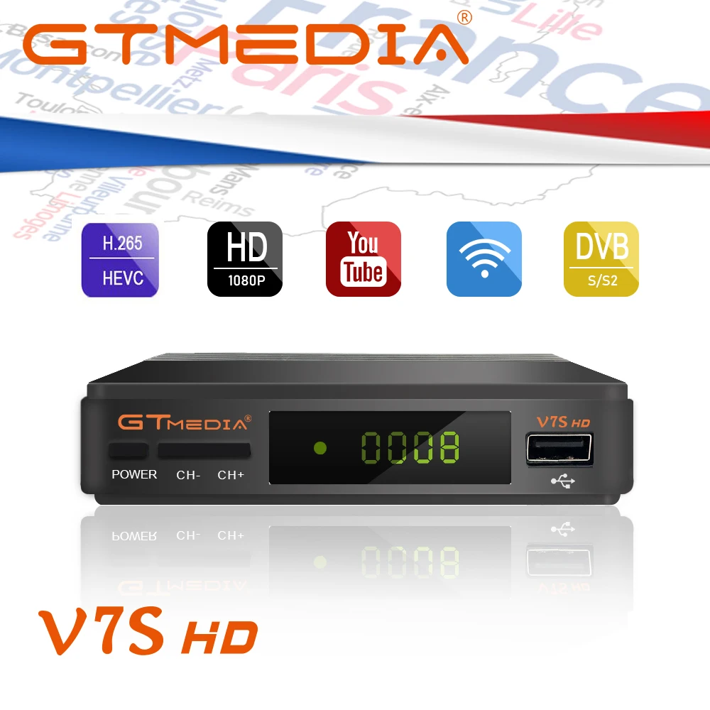 Лучший 1080P DVB-S2 GTMEDIA V7S HD Поддержка совместного использования сети спутниковый ТВ