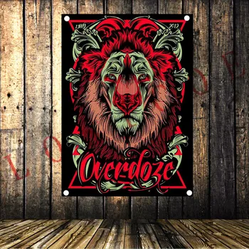 

Rock 'n' Roll Band Tattoo Banner Cloth Art Retro Poster Tapestry Flag Mural Hanging Painting Party Music Festival Wall Decor