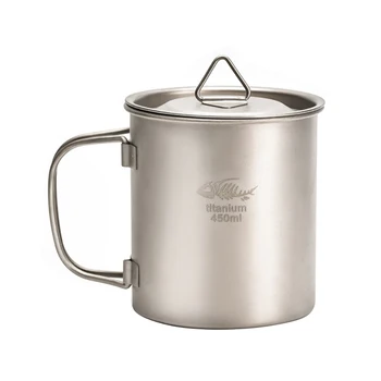 

Hiking Travel Large Capacity Outdoor Cookware Home Titanium Alloy Non-Slip Mug Boil Water Kitchen Portable Camping Cup Folding
