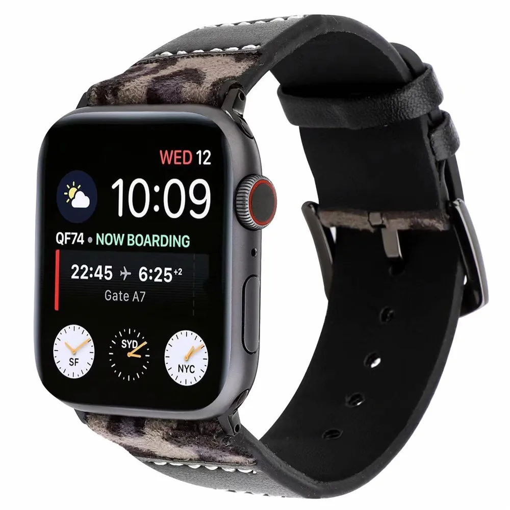 Кожаная с леопардовым принтом ремешок для наручных часов Apple Watch SE группа серии 6 5
