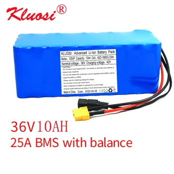 

KLUOSI 36V/42V10Ah 42v Lithium Battery Pack with 25A BMS for 750W 600W 500W 450W 350W Ebike Electric Car Bicycle Motor Scoote