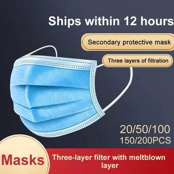 

20pcs Face Mouth Anti Dust Disposable Mask 3 Layers Filter Dustproof Earloop Protective Adult Masks Breathable Meltblown Masks