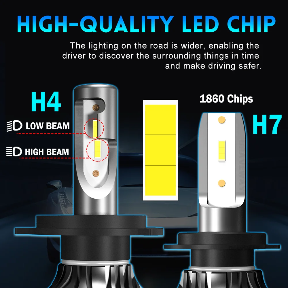 LED Car Headlights BraveWay LED Bulb For Car Ice Bulb H4 H7 H11 9005 9006 HB3 HB4 12000LM 6500K 50W 12V Headlamp