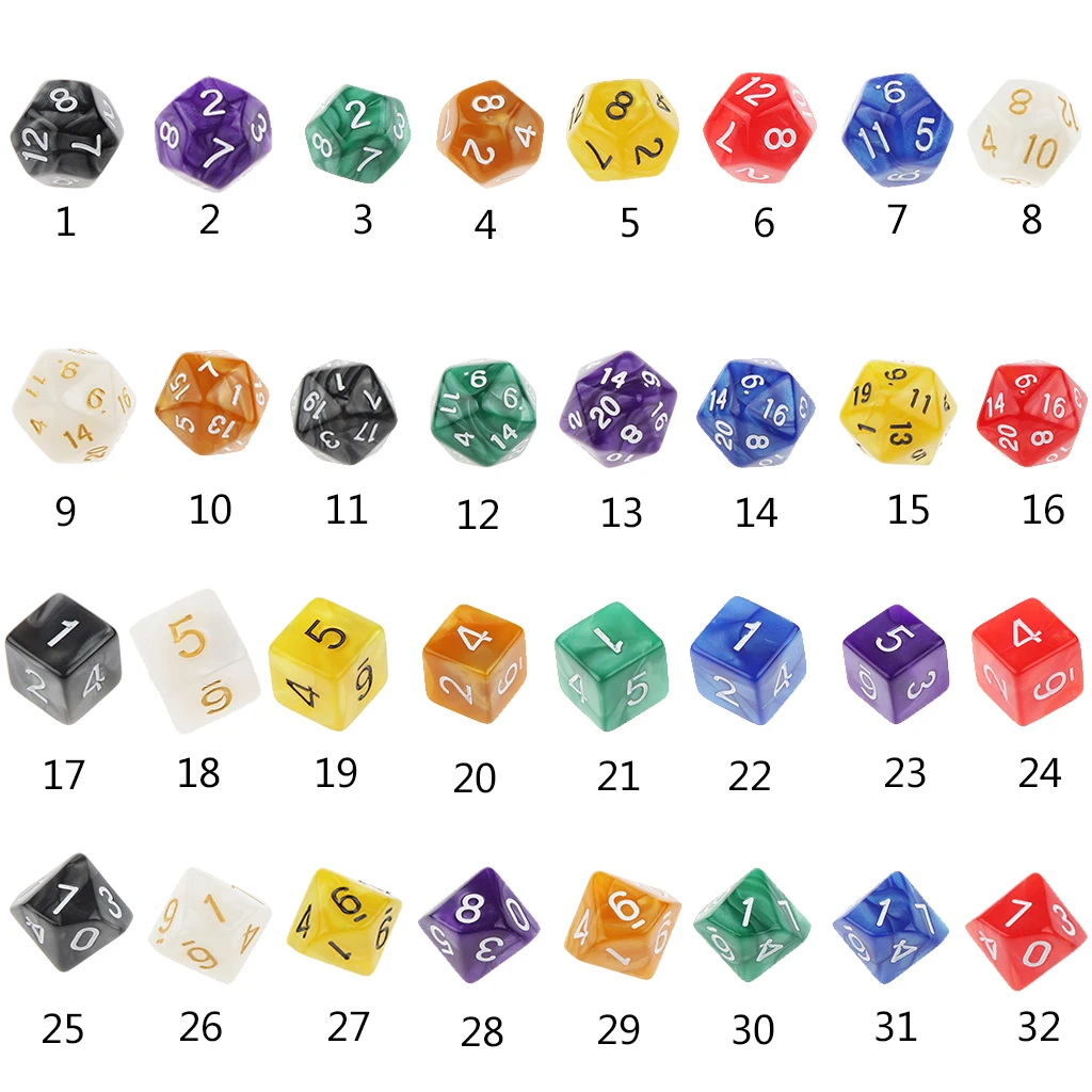 10pcs Dice TRPG D&D Role Playing Games Multi-sided D6 D10 D12 D20 Dices