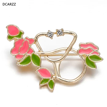 

DCARZZ Stethoscope Lapel Pins Metal Enamel Brooch Trendy Jewelry Therapist Doctor Graduation Medical Crystal Pin Women Gift