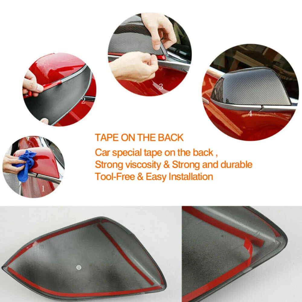 

Auto Accessories 2Pcs Durable ABS For Tesla Model 3 Side Mirror Cover Trim Rear View 2017 / 2018 / 2019 New