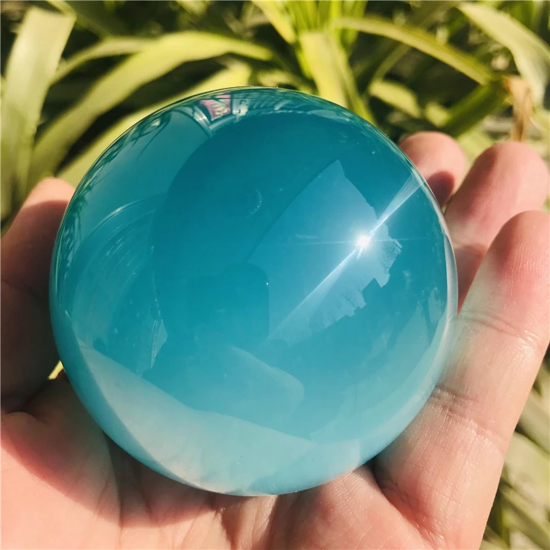 NaturalRareQuartzSeaBlueCatEyeCrystalHealingfengshuiBall