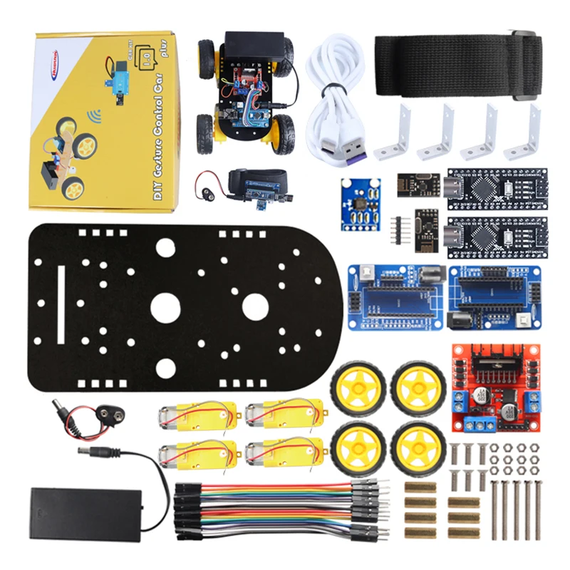 Zhiyitech Programming 4WD Smart Robot Car DIY Electronic Kit Hand Gesture RC Remote Controlled Robotics for Arduino Starter | Электронные