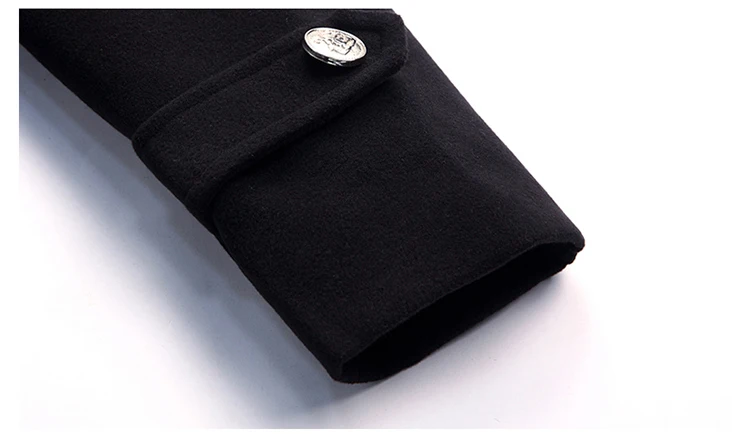 Зимний деловой мужской двубортный военный Тренч длинное шерстяное пальто Мужская мода большой код тонкий пальто черная верхняя одежда