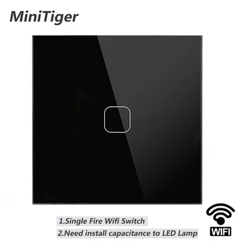 

Minitiger EU/UK WIFI Smart 1 Gang Touch Switch APP Wireless Remote Light Wall Touch Switch Work With Alexa / Google Home