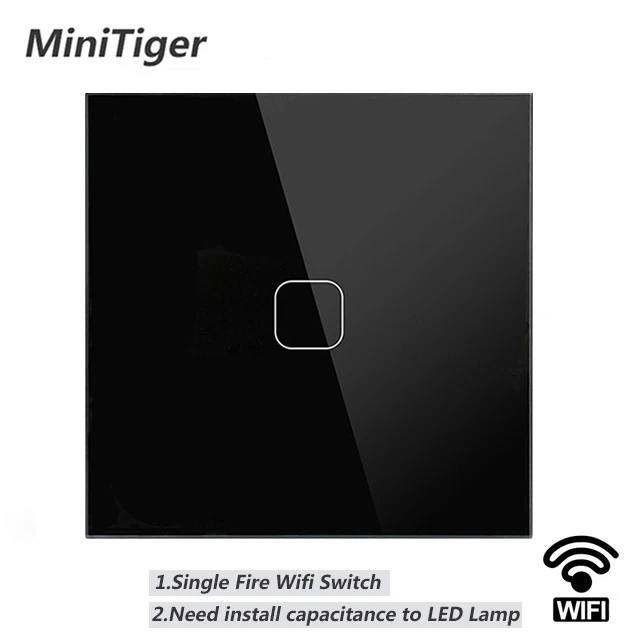 Беспроводной настенный сенсорный выключатель Minitiger EU/UK Wi-Fi 1 банда с приложением