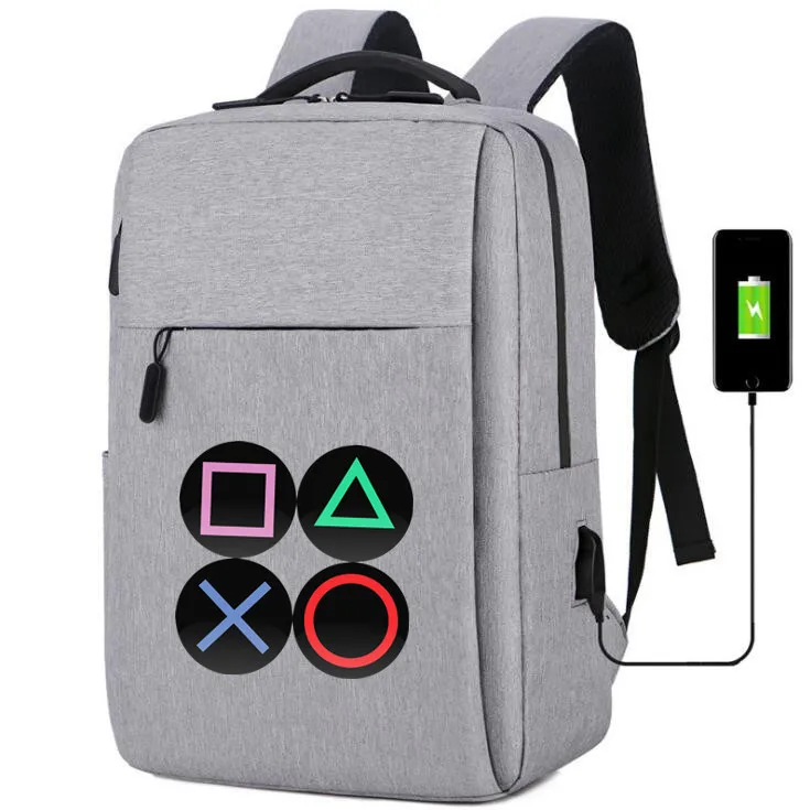 Playstation рюкзак usb зарядка холщовые школьные сумки ps4 сумка на плечо для ноутбука дорожная сумка рюкзак для подростков - Цвет: H