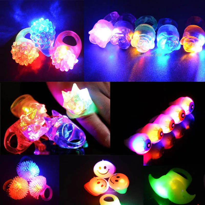 24 LED Light Up Rings Bulk Blinking Jelly Ring Party for Bar Parties