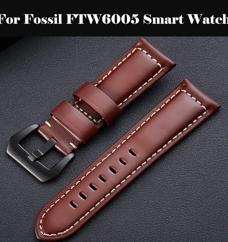 

Watch Band Genuine Leather Straps 10-24mm Watch Accessories High Quality Brown Colors Watchbands For Fossil FTW6005 Smart Watch