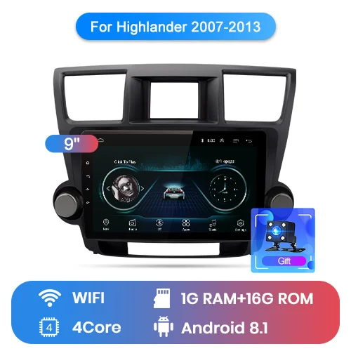 Junsun V1 2G+ 32G Android 9,0 для Toyota Highlander 07-13 автомобильный Радио Мультимедиа Видео плеер навигация gps 2 din dvd - Цвет: 1-16GB for wifi