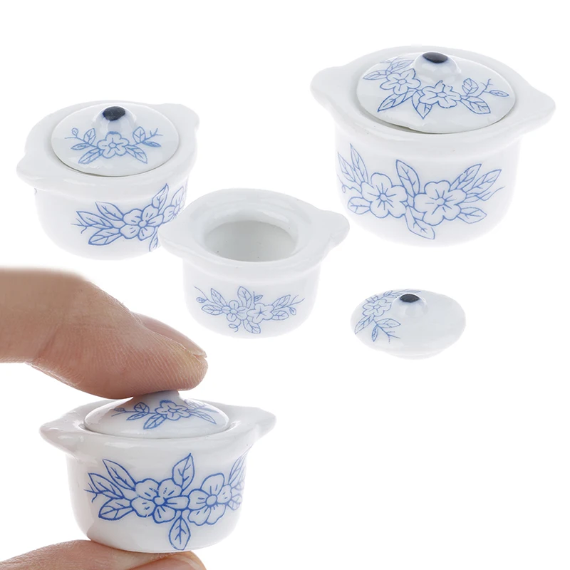

3pcs/set 1/12 Dollhouse Miniature Accessories Mini Soup Pot Food Simulation Kitchenware Model Toys for Doll House Decor