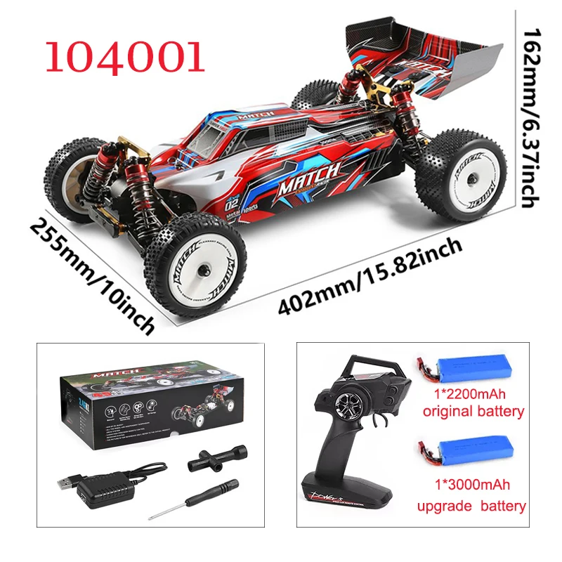 Wltoys 104002 1/10 2.4g 60km/h rcカー高速四輪オフロード電気