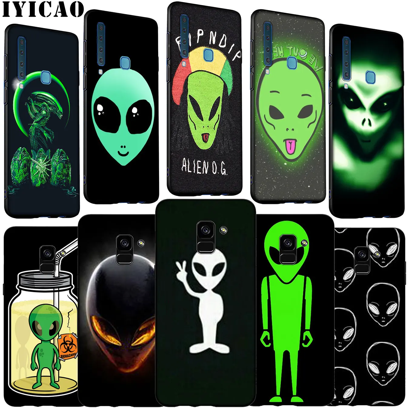 Cool Alien funny Cute Soft Silicone Phone Case for Samsung Galaxy A6 A7 A8 A9 2018 A3 A5 2016 2017 Note 9 8 10 Plus |