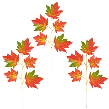 3PC Artificial Silk Maple Leaves for Home Wedding Party Decor Craft Multicolor Fall Vivid Fake Flower Leaf Decor Fall Leaf Decor