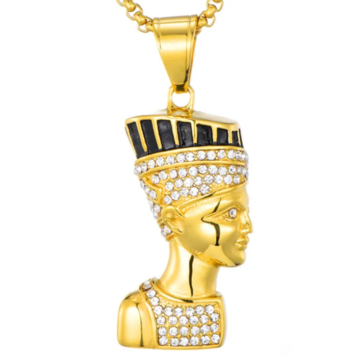 D&Z Древняя египетская Клеопатра ожерелье s подвески из нержавеющей стали бусы Фараона для мужчин хип-хоп ювелирные изделия - Окраска металла: only pendant