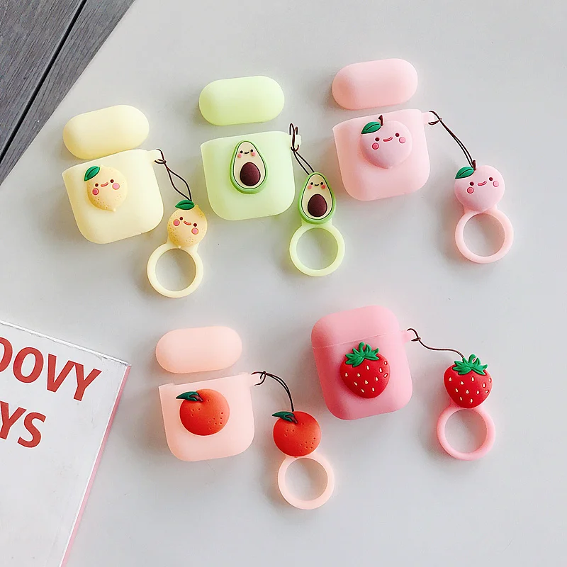 Фрукты Клубника персик авокадо наушники крышка для airpods 2 Чехол Apple беспроводные