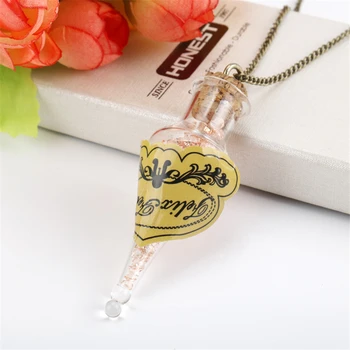 

Movie HP Magic Lucky Felix Felicis Glass Bottle Necklace Pendant Lucky Potion Medicament Hogwart Time Turner Charm Necklaces