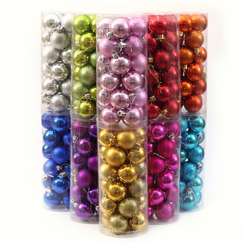 

24Pcs Chic Christmas Baubles Tree Plain Glitter XMAS Ornament Ball Decor Christmas Tree Decor Ball 3Cm Bauble Hanging Xmas Party