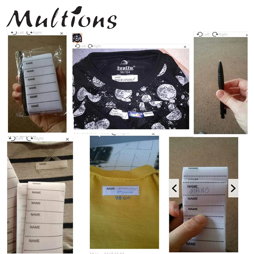 White Washable Iron-on Name Labels Fabric Handmade Labels for Clothes With Pen Garment Tags DIY Sewing Accessories 200Pcs 55*15m