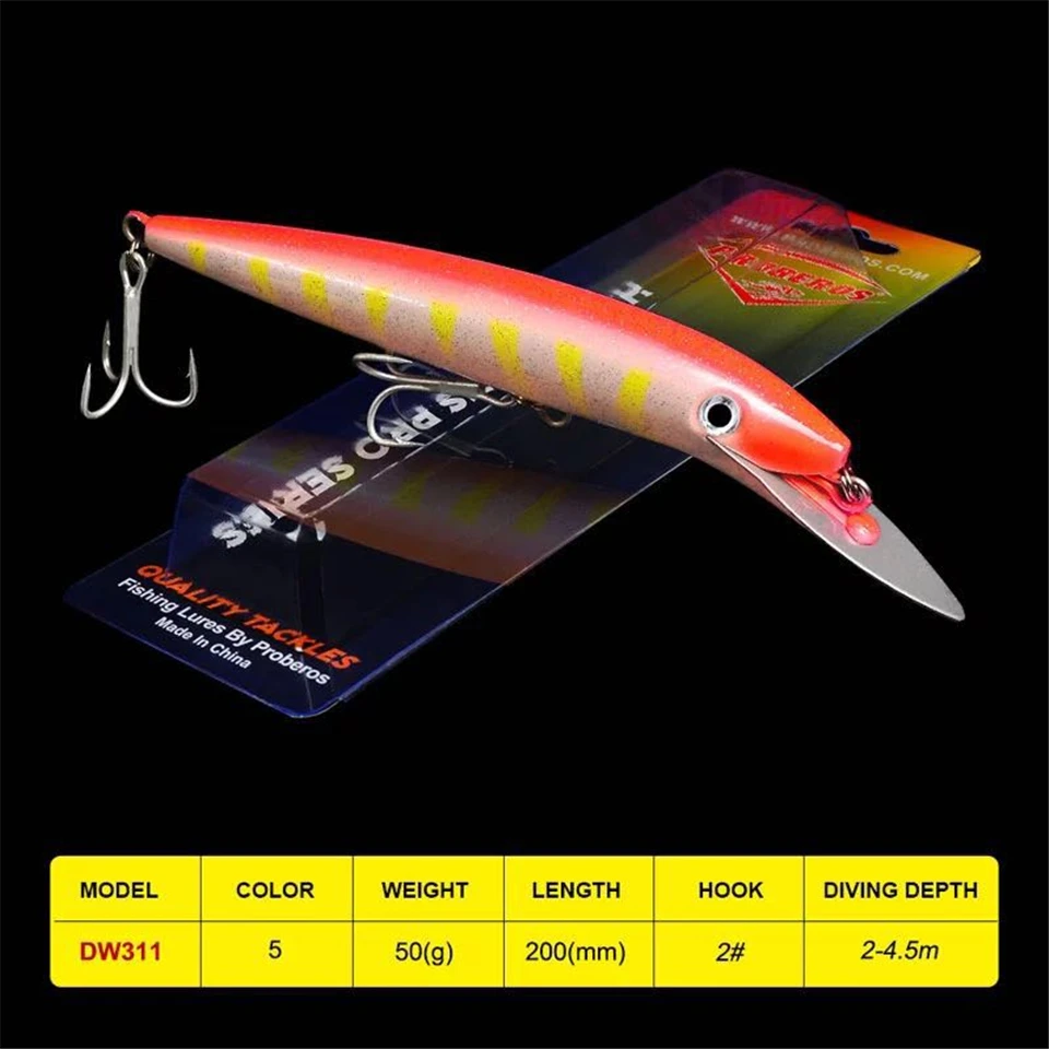 1pc Minnow Fishing Lures 17.5cm 26g Bass Baits 2//0# Hook Swimbait Fishing tackle