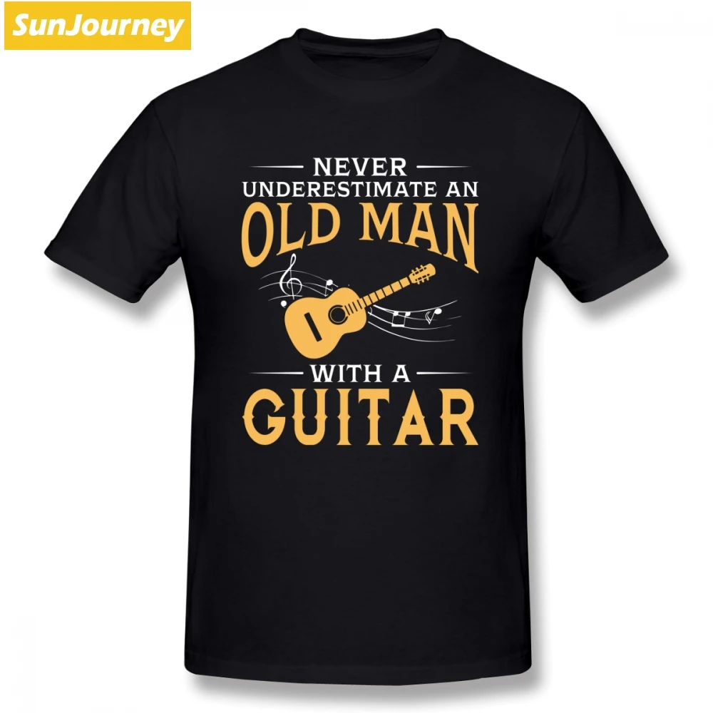 

Never Underestimate An Old Man With A Guitar Men T Shirt Hip Hop Rashguard Plus Size Cotton Short Sleeve Custom Men's T-Shirts